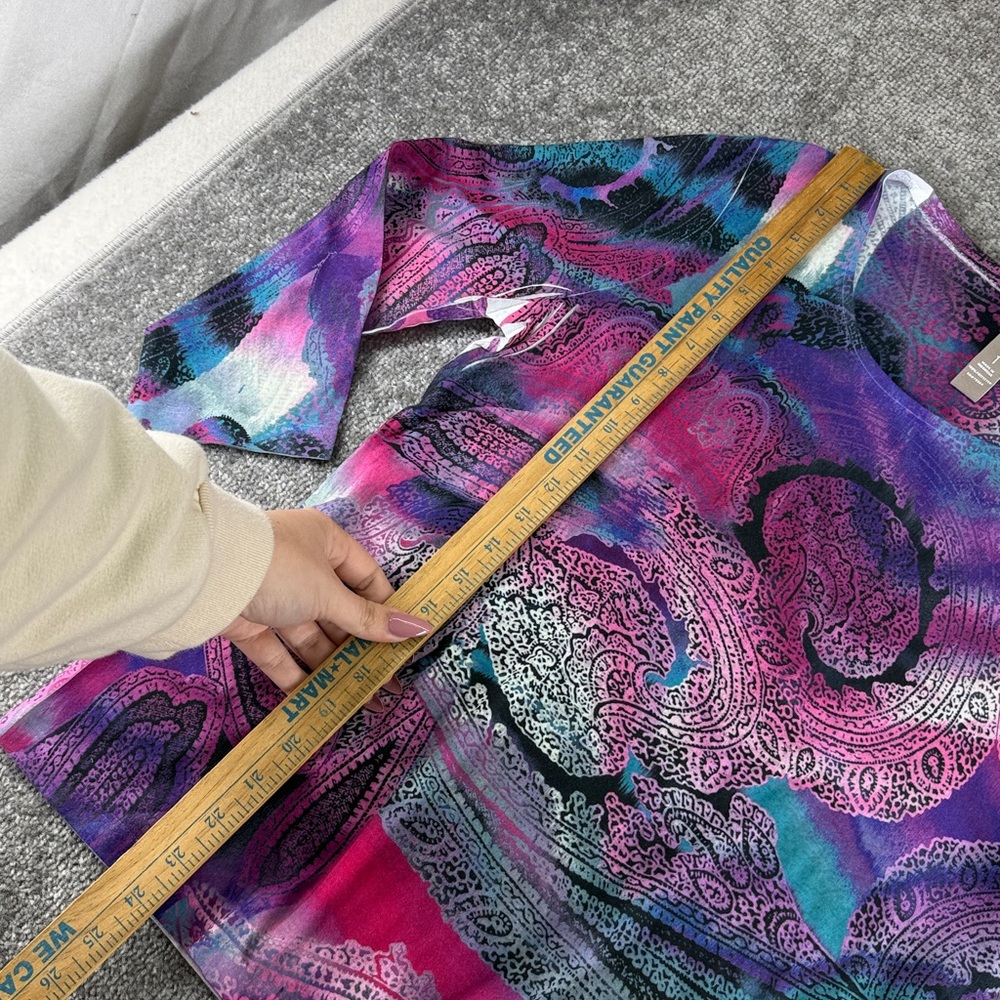 Chicos 3/4 Long Sleeve Blouse Shirt Womens 1 M Abstract Design Colorful Pink - Picture 4 of 5